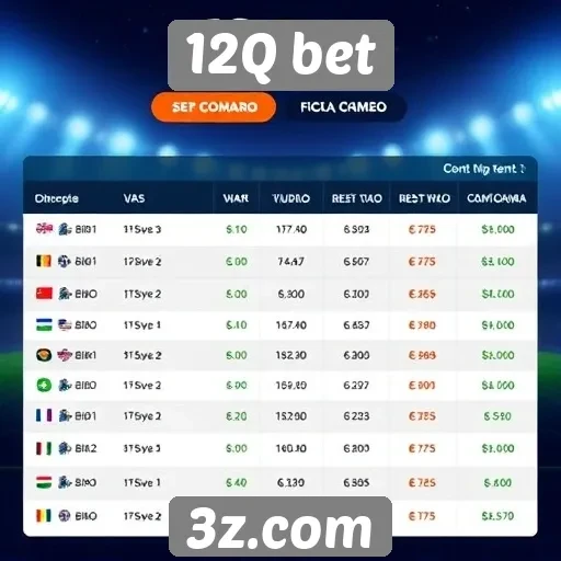 Comparativo de odds em jogos no 12Q bet